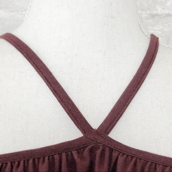 NWT CHASER Brown Off the Shoulder w/ V-Halter Neckline Long Sleeve Mini Dress M - Picture 6 of 13